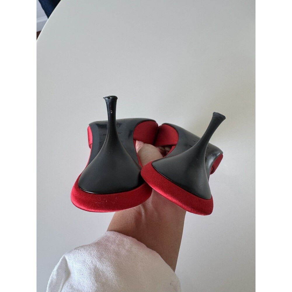 Vintage Dior Galliano Red Satin Lock & Key Mules EU 37.5 Authentic Shoes Y2K - Picture 10 of 11